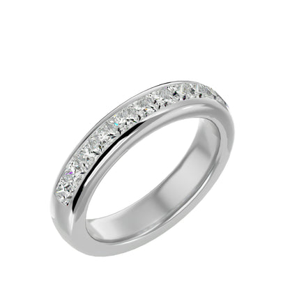 Bold princess channel half diamond eternity ring