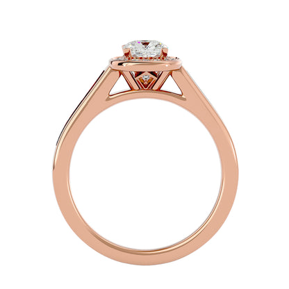 The Myia halo tapered engagement ring