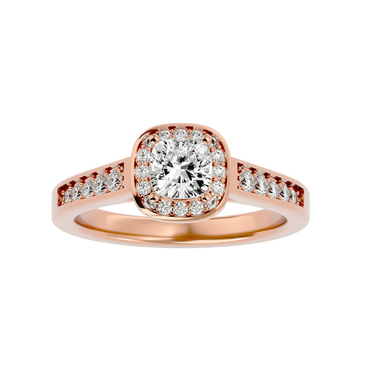 The Myia halo tapered engagement ring