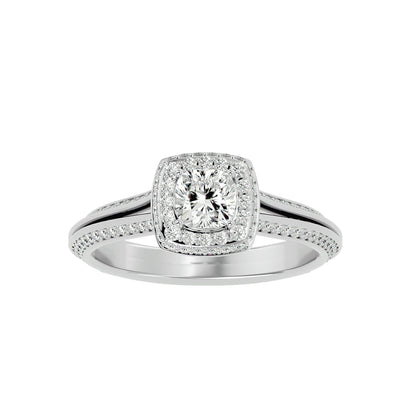 Ruth halo diamond engagement ring