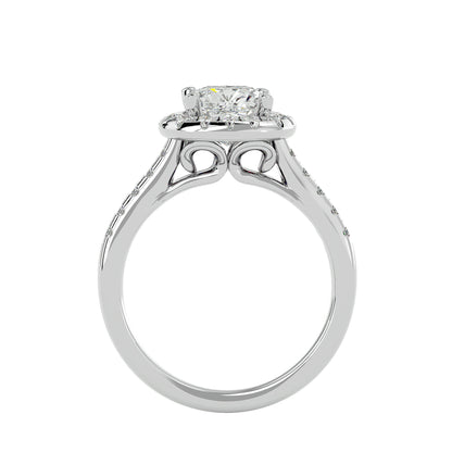Marie halo diamond engagement ring