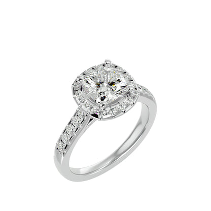 Marie halo diamond engagement ring