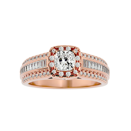 Cushion channel setting diamond engagement ring
