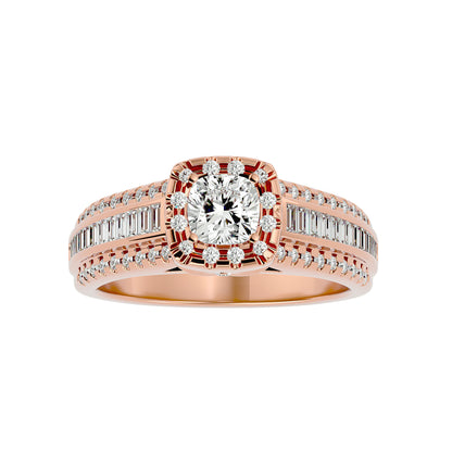 Cushion channel setting diamond engagement ring