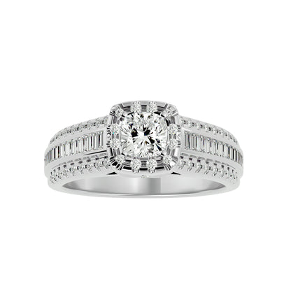 Cushion channel setting diamond engagement ring