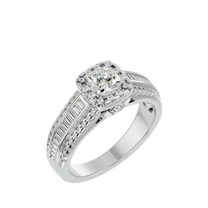 Cushion channel setting diamond engagement ring