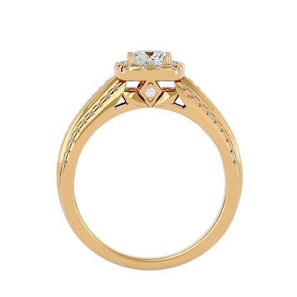 Cushion channel setting diamond engagement ring