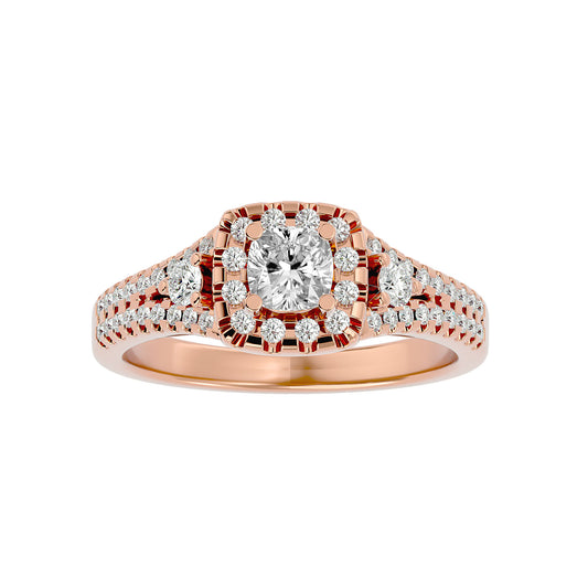 Lyra halo diamond engagement ring
