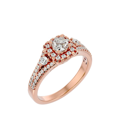 Lyra halo diamond engagement ring