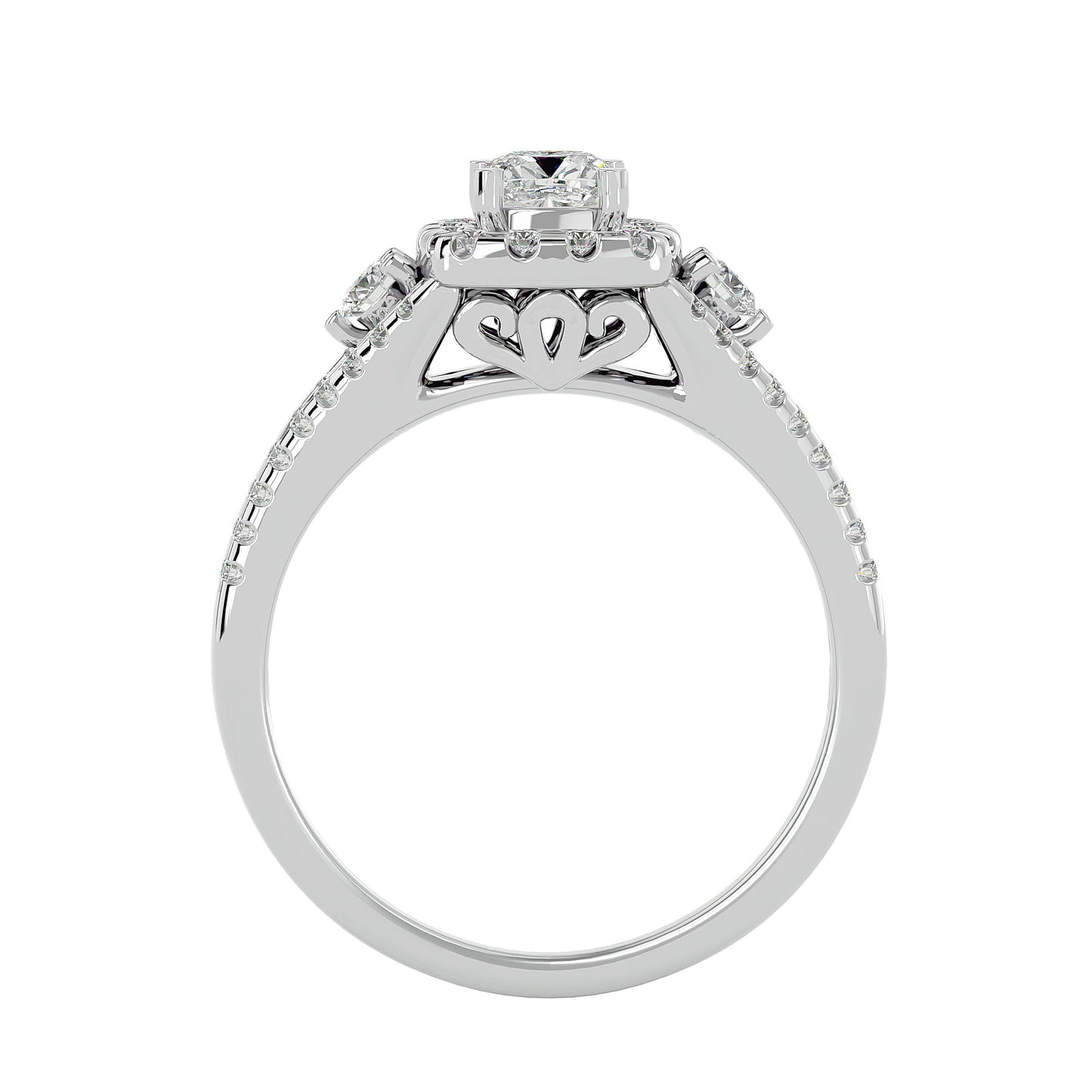 Lyra halo diamond engagement ring