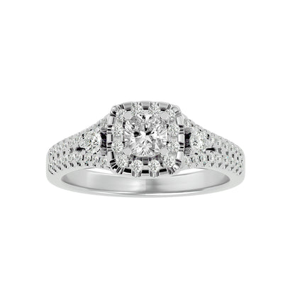 Lyra halo diamond engagement ring