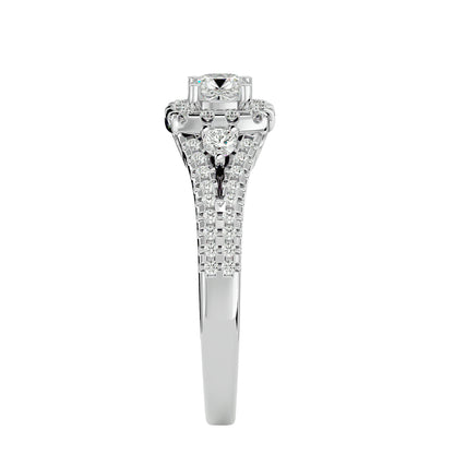 Lyra halo diamond engagement ring