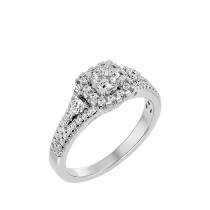 Lyra halo diamond engagement ring