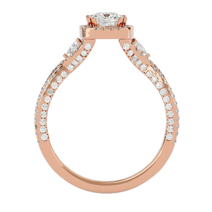 Side trillion diamond engagement ring