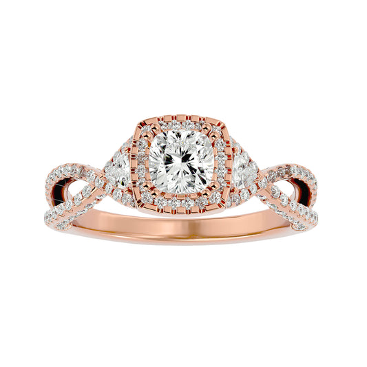 Side trillion diamond engagement ring