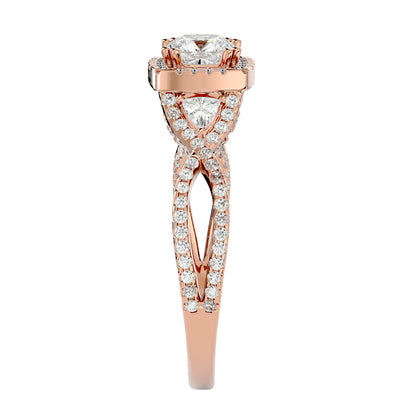 Side trillion diamond engagement ring