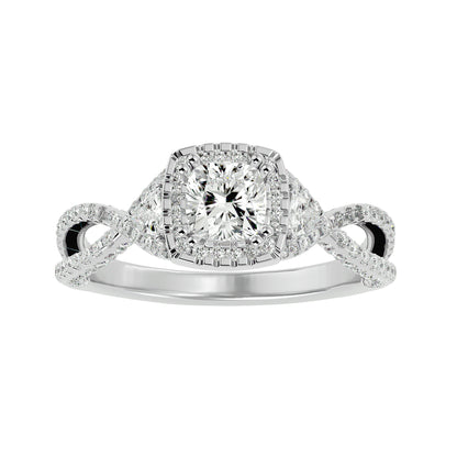 Side trillion diamond engagement ring