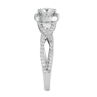Side trillion diamond engagement ring