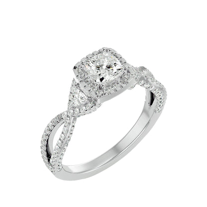 Side trillion diamond engagement ring