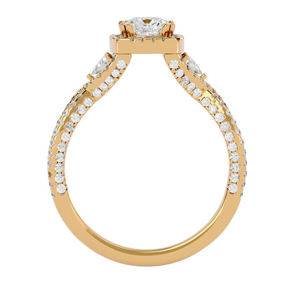 Side trillion diamond engagement ring