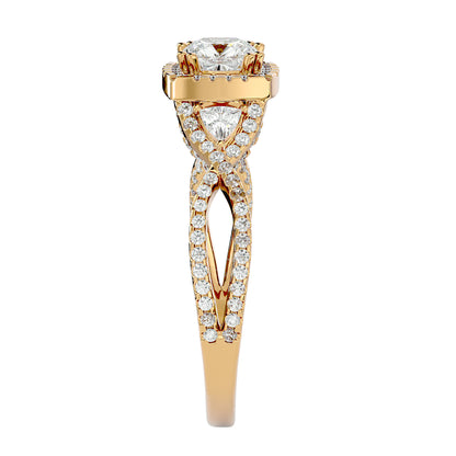 Side trillion diamond engagement ring
