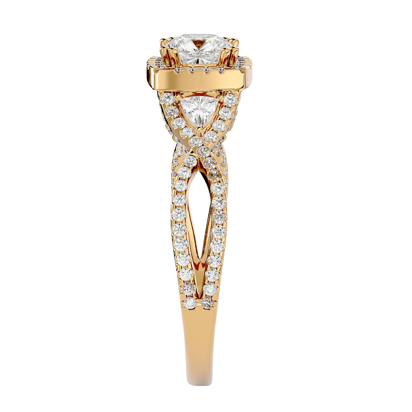 Side trillion diamond engagement ring