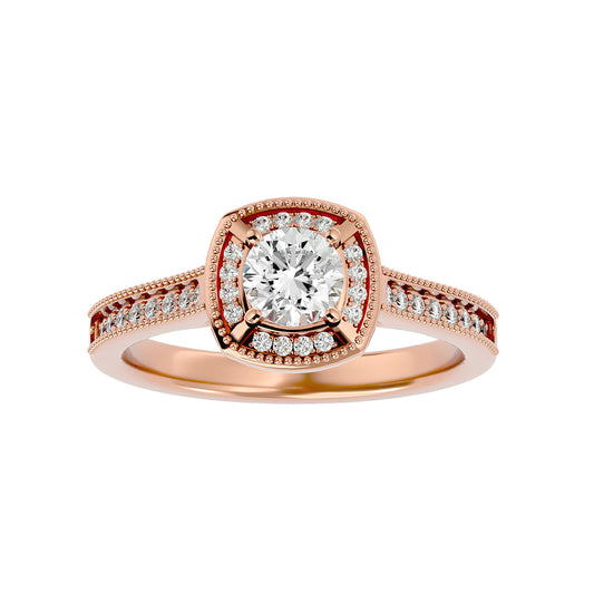 The Benette vintage halo diamond engagement ring