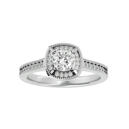 The Benette vintage halo diamond engagement ring