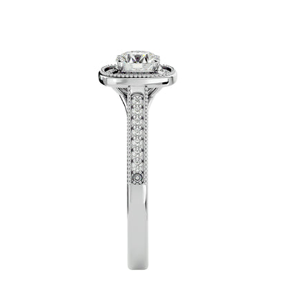 The Benette vintage halo diamond engagement ring