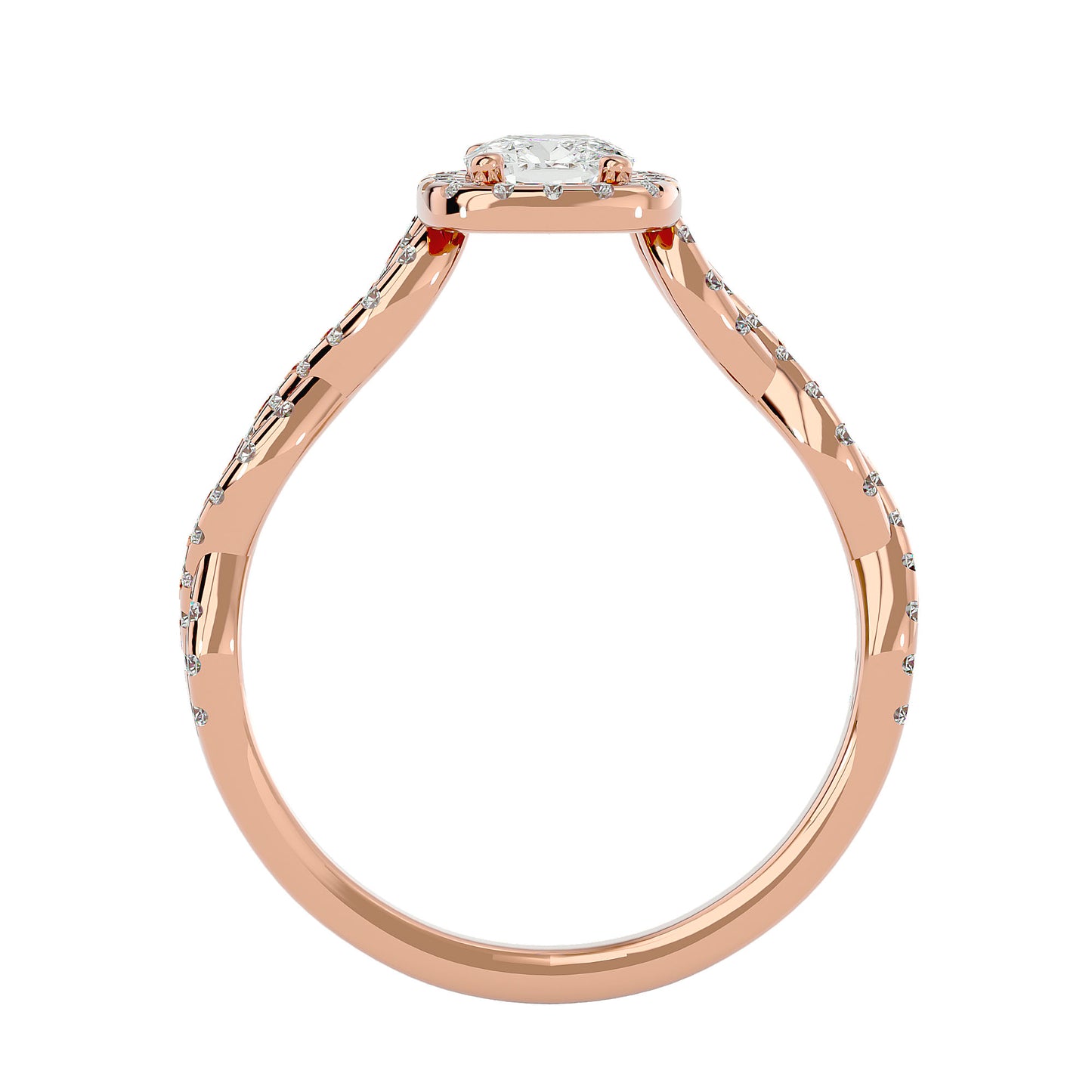 Halo criss cross shank diamond engagement ring
