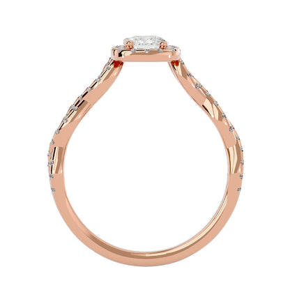 Halo criss cross shank diamond engagement ring