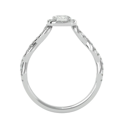 Halo criss cross shank diamond engagement ring
