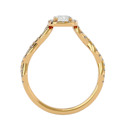 Halo criss cross shank diamond engagement ring