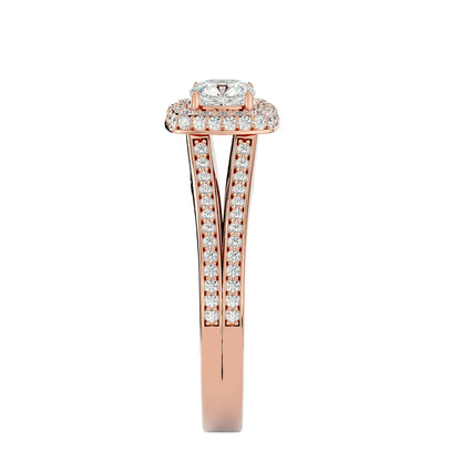 Split shank halo diamond engagement ring