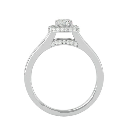 Split shank halo diamond engagement ring