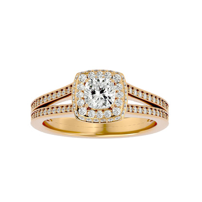 Split shank halo diamond engagement ring