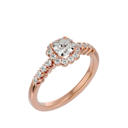 Genelia halo diamond engagement ring