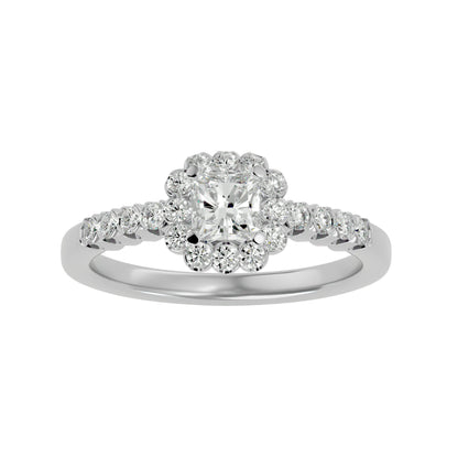 Genelia halo diamond engagement ring
