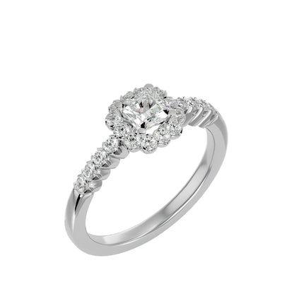 Genelia halo diamond engagement ring