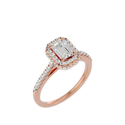 Erica emerald halo diamond engagement ring