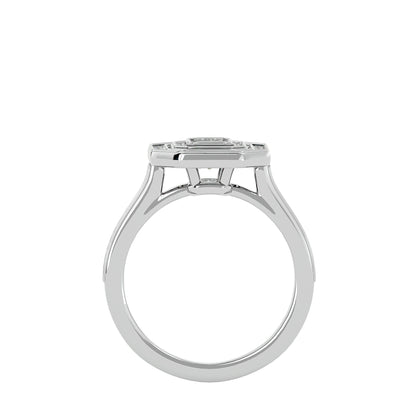 Emerald double halo diamond engagement ring