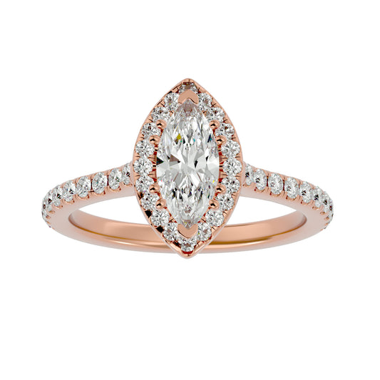 Marquise catheral halo diamond engagement ring