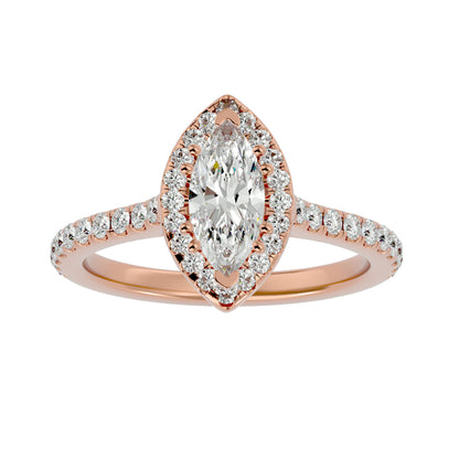 Marquise catheral halo diamond engagement ring