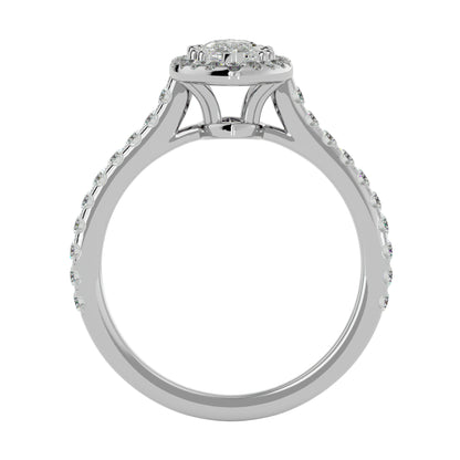 Marquise catheral halo diamond engagement ring