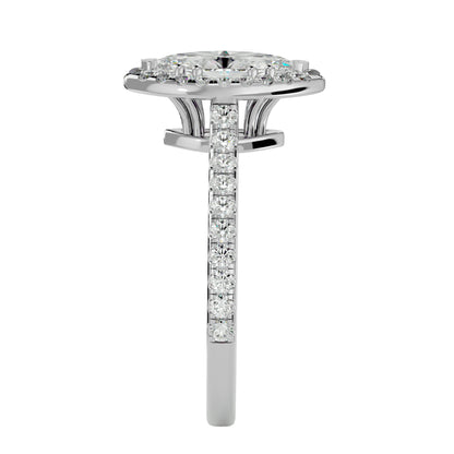 Marquise catheral halo diamond engagement ring
