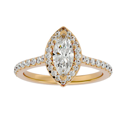 Marquise catheral halo diamond engagement ring