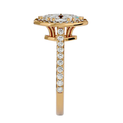 Marquise catheral halo diamond engagement ring