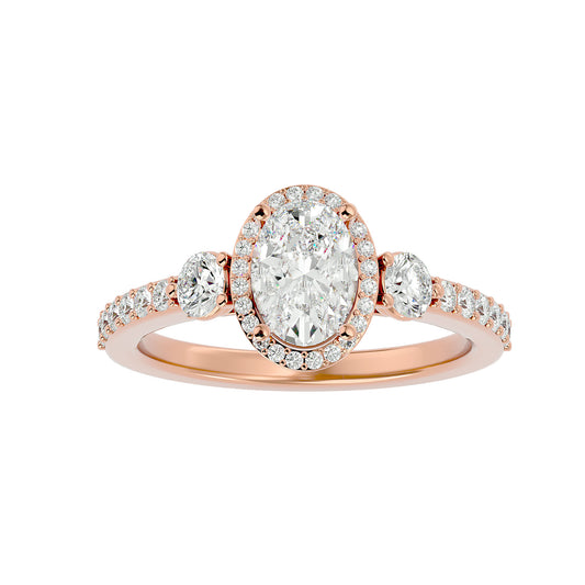 3 stone Oval diamond engagement ring