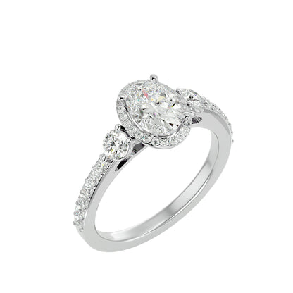 3 stone Oval diamond engagement ring