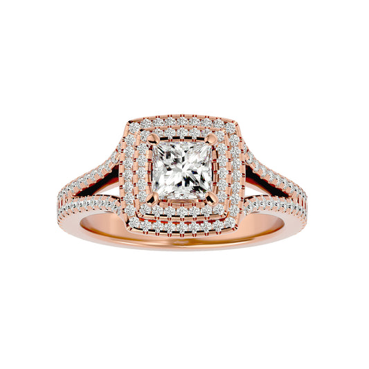Princess double halo dimond engagement ring